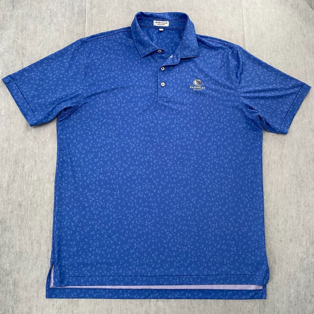 Peter Millar Shirt Adult Large Polo All Over Print Drinks Barnsley Resort Golf L